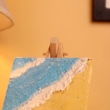 Hand-Painted Mini Beach Canvas Painting with Shells